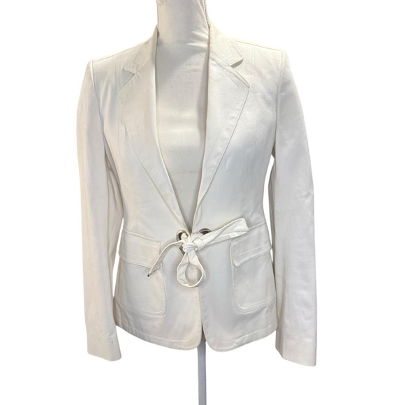Burberry Off White Tie Close Blazer